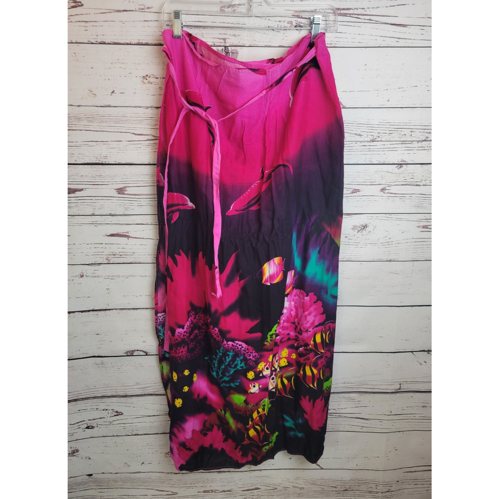 India Boutique Tropical Wrap Skirt Multicolor‎ Cover-Up Vibrant Women's One Size